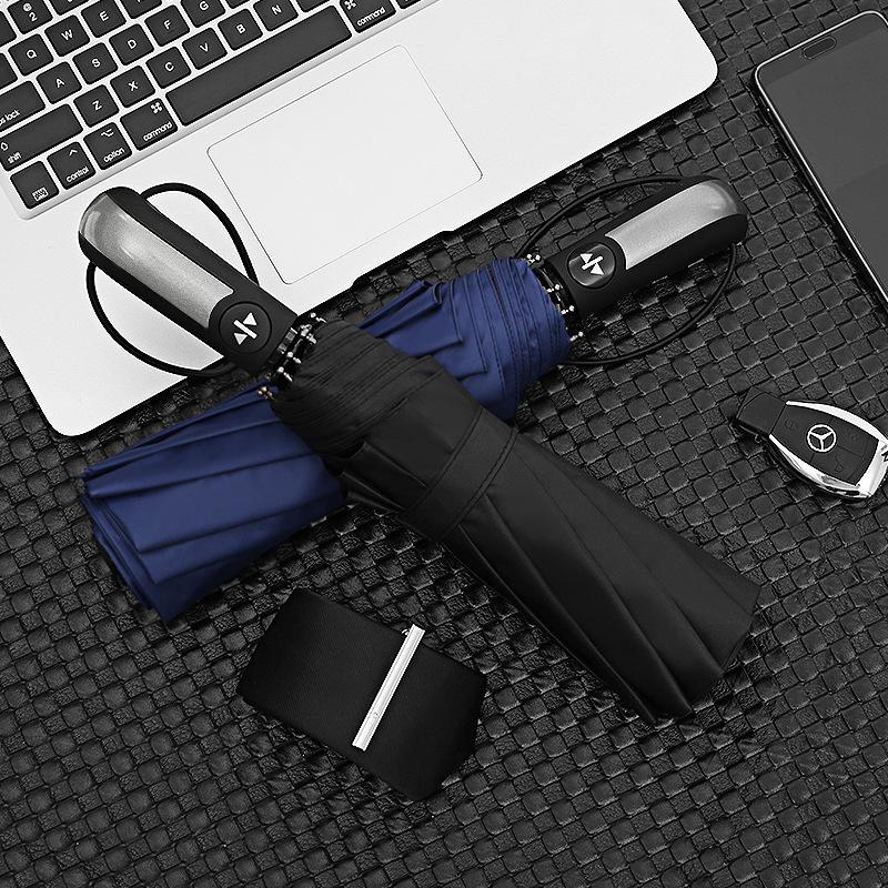 Fully Automatic 10-bone Vinyl Umbrella Folding Men's and Women's Umbrellas Sunshine and Rain Dual-purpose Three-fold Umbrella Umbrella