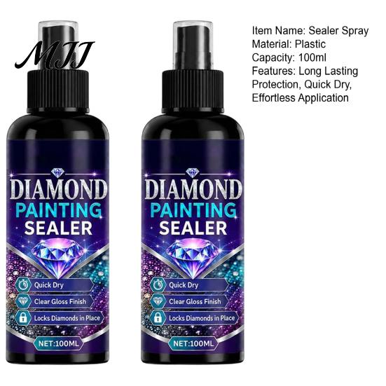 Sealer Spray for Faux Diamond Art 2Pcs Sealer, 100ml Rhinestone Painting Spray, Quick Dry Glue Gloss Finish Sealant, Clear Protective