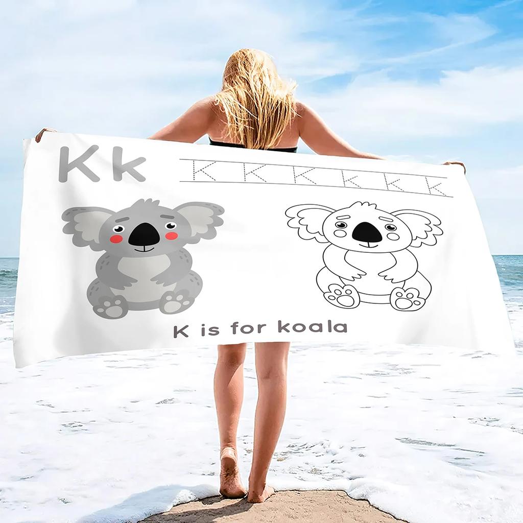 Cartoon Koala Strandtuch, Mikrofaser Große Badetücher, Schnelltrocknende Pooltücher Übergröße, Fitnessstudio Poolseite Sonnenliege Überwurf für Männer Frauen