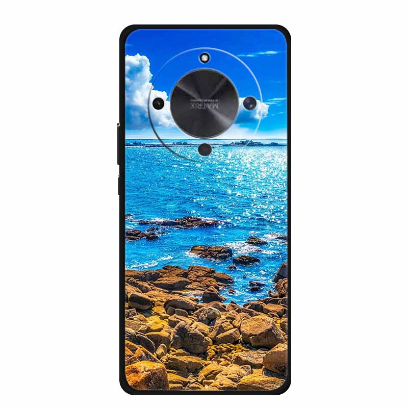 Phone Case For Honor X70 5G 2025 Case X 70 Coque Flowers Black Silicone Soft Back Cover For Honor X70 Cases HonorX70 Funda 6.79"