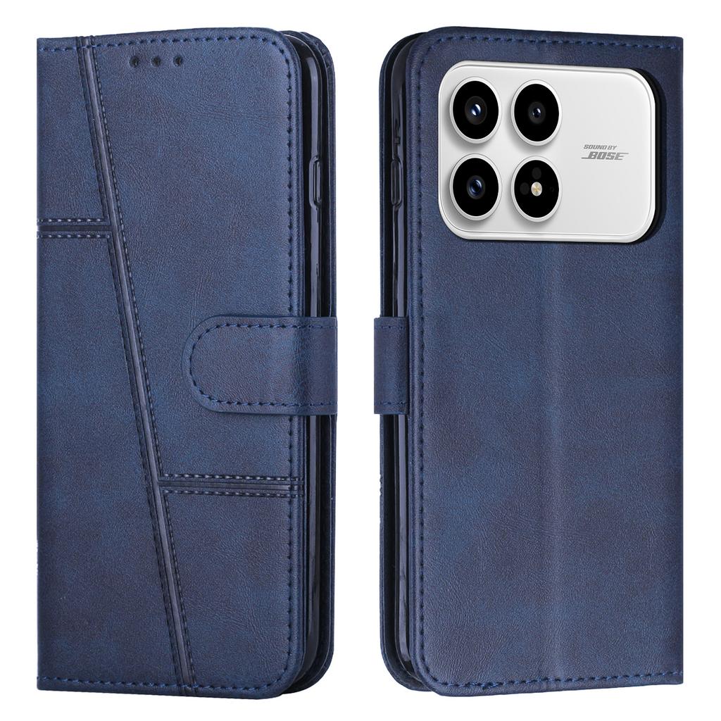 Leather Phone Case For Xiaomi Poco F8 Pro Foldable Stand Wallet Flip Cover with Strap