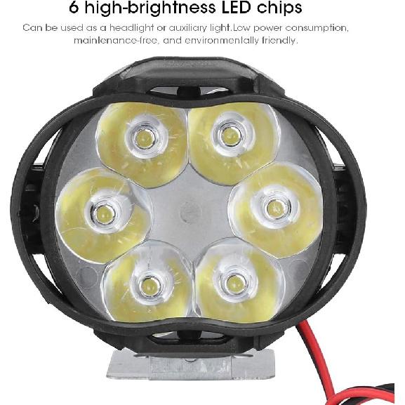 VBESTLIFE 2Pcs 12V 1.5A 8W Spotlight, Motorcycle Spotlight Spotlight Fog Lights,1200Lm High Brightness 6 LED Universal Headlamp for Motorcycles,