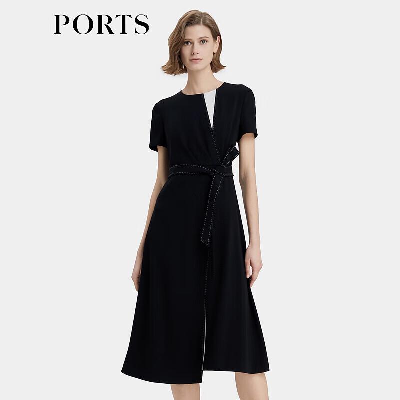 

PORTS Women s Geometric Colorblock Short-Sleeve Commuter Dress M