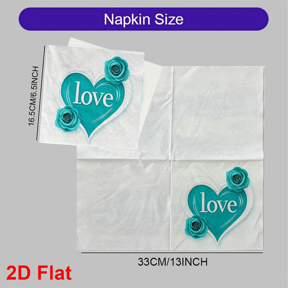 20pcs Disposable Napkins with Love Pattern Print for Wedding,Parties,and Daily Use for Thanksgiving Fall Christmas Table Decoration