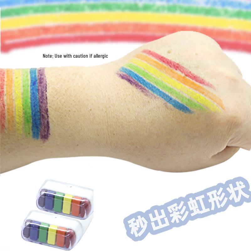 6-Color Rainbow Face Paint Crayons for World Cup, European Cup, Halloween, and More