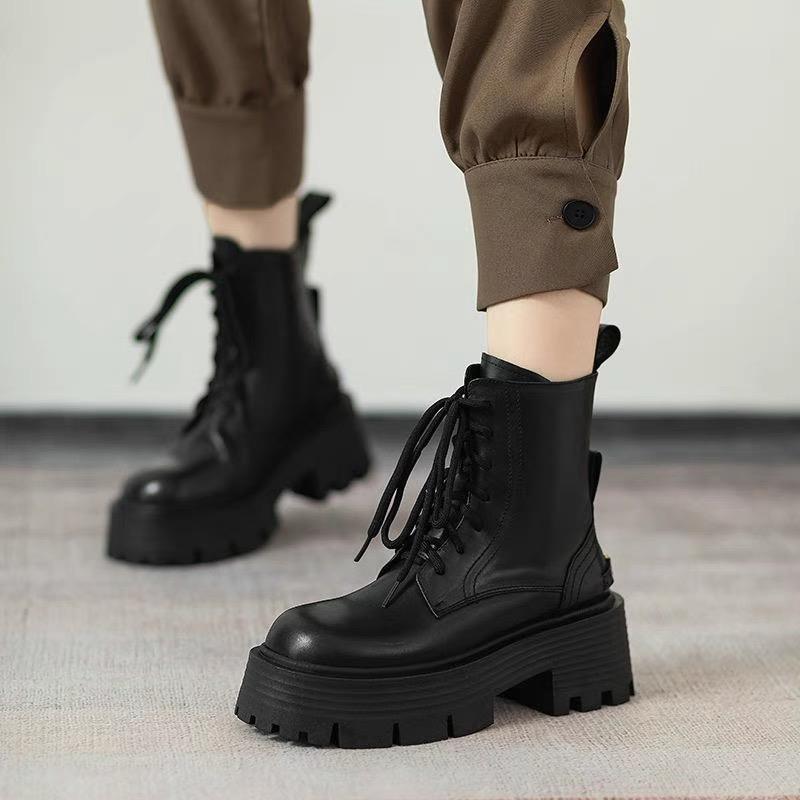 Сапоги юбка с бархатом новые локомотив короткие сапоги на толстой подошве ботинки Martin женские осенние и зимние усиливающие маленькие кексы мода и досуг 35