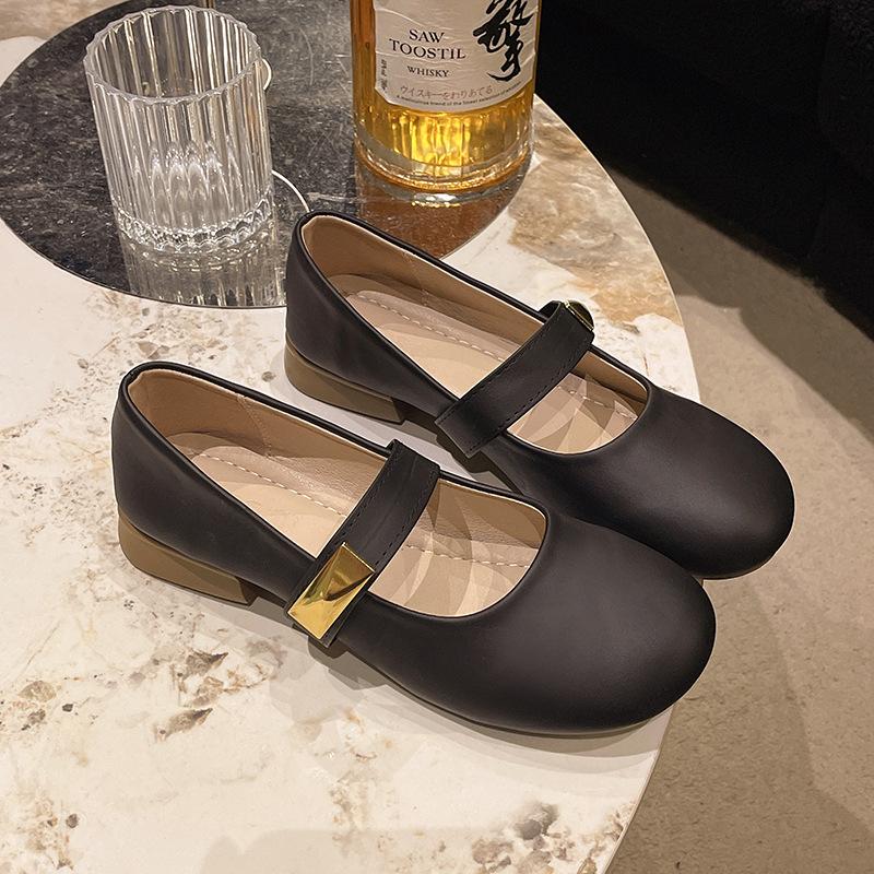 Mary Jane women's shoes new spring casual and comfortable versatile square head low heel shallow mouth soft sole single shoes