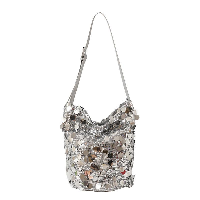 Shimmer Chain Shoulder Bag With Magnetic Closure For Casual Night Out