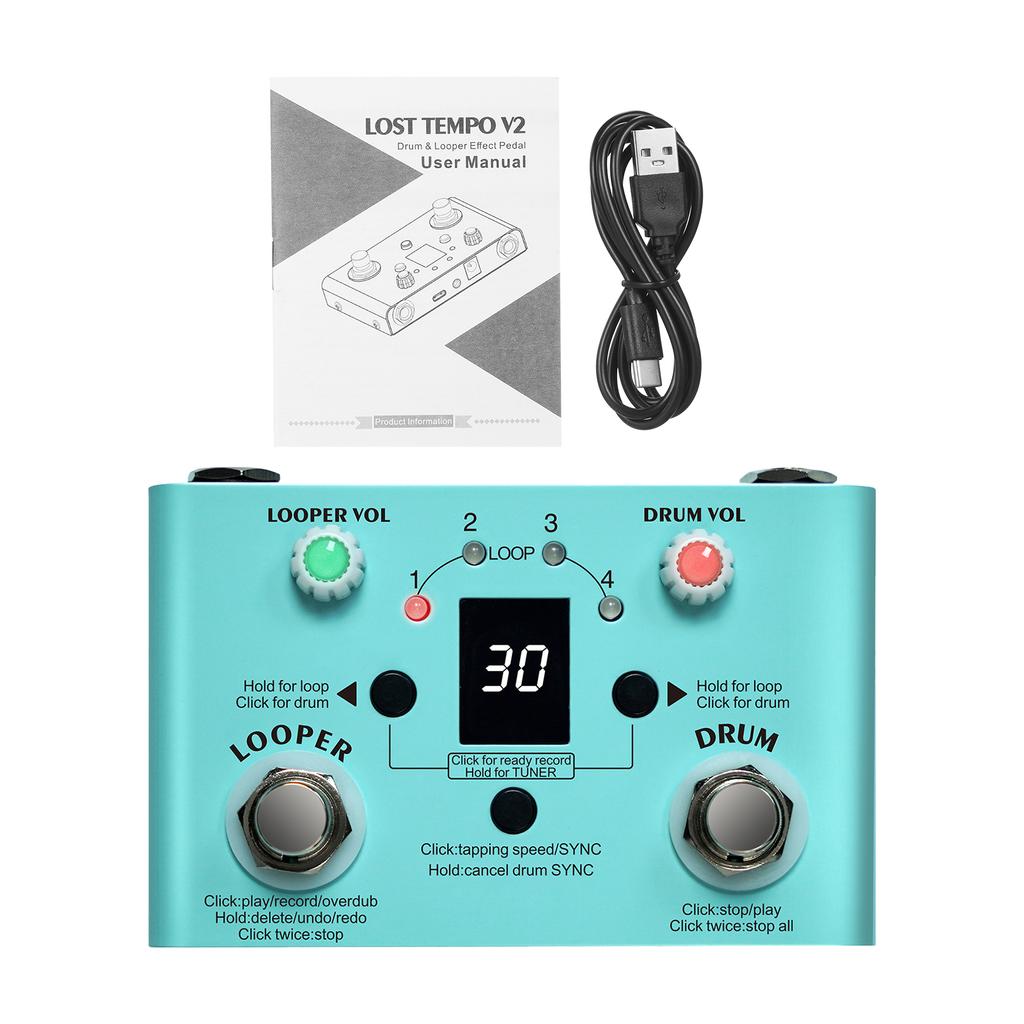 M VAVE LOST TEMPO Effect Pedal Drum & Looper Effector Mini 2 in 1 Looper & Drum Machine Double Footswitch Looper Pedal