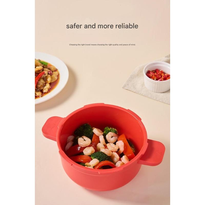 Heatproof Handle Microwave Rice Cooker Multi Purpose Steamer For Healthy Meals Leak Proof Dishwasher Safe Kitchenware