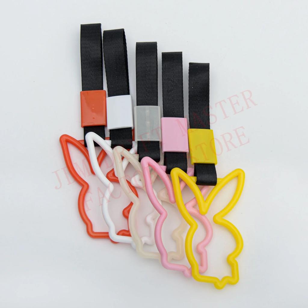 JDM Rabbit Racing Tsurikawa Ring Train Bus Handle Universal Drift Anime Car Modified Handle Nylon Strap For Car Warning
