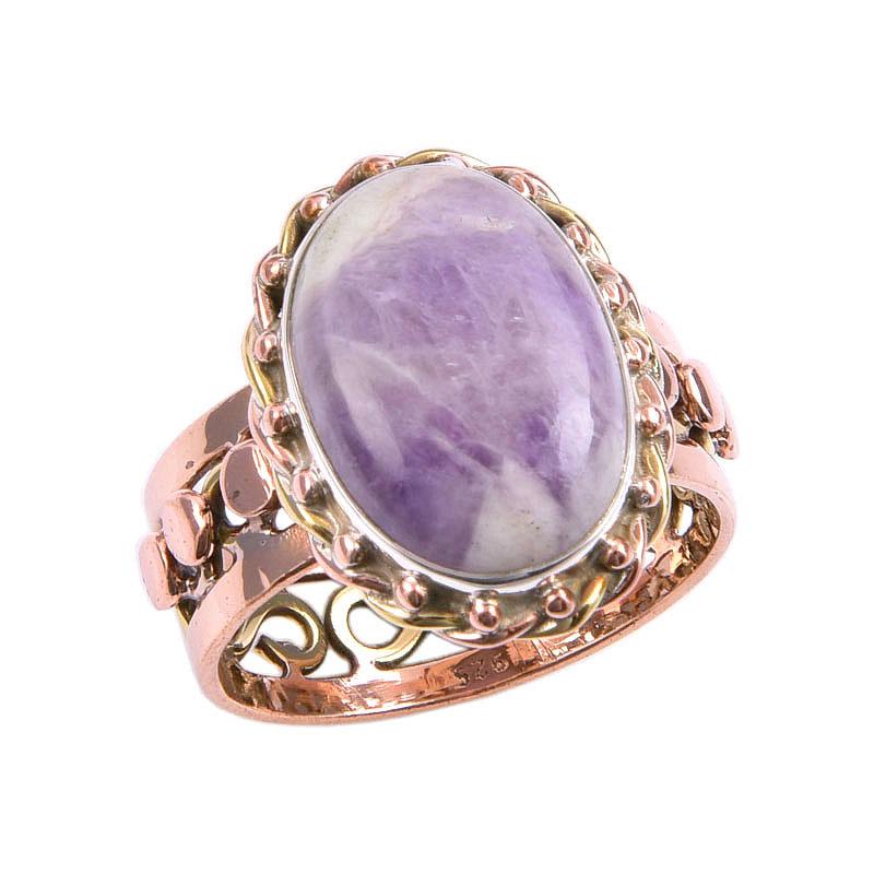 Natural Tiffany Stone Gemstone Two Tone 925 Sterling Silver Gift Ring S.10 C5i97