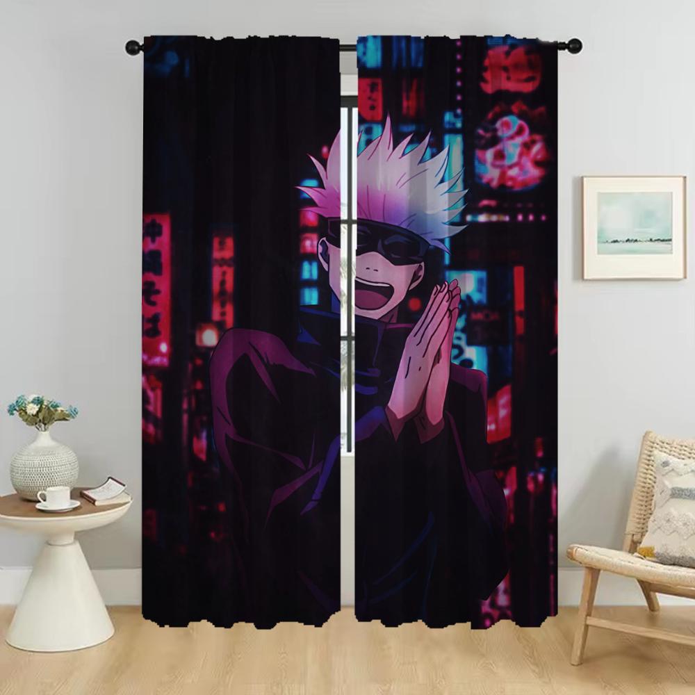 

Elegant Gojo Satoru Room Curtains Camera Living Curtain Halloween Decoration Partition Shades Home Interior For Great Made Of Polyester W100*H130(CM)-Grommet top&2PCS