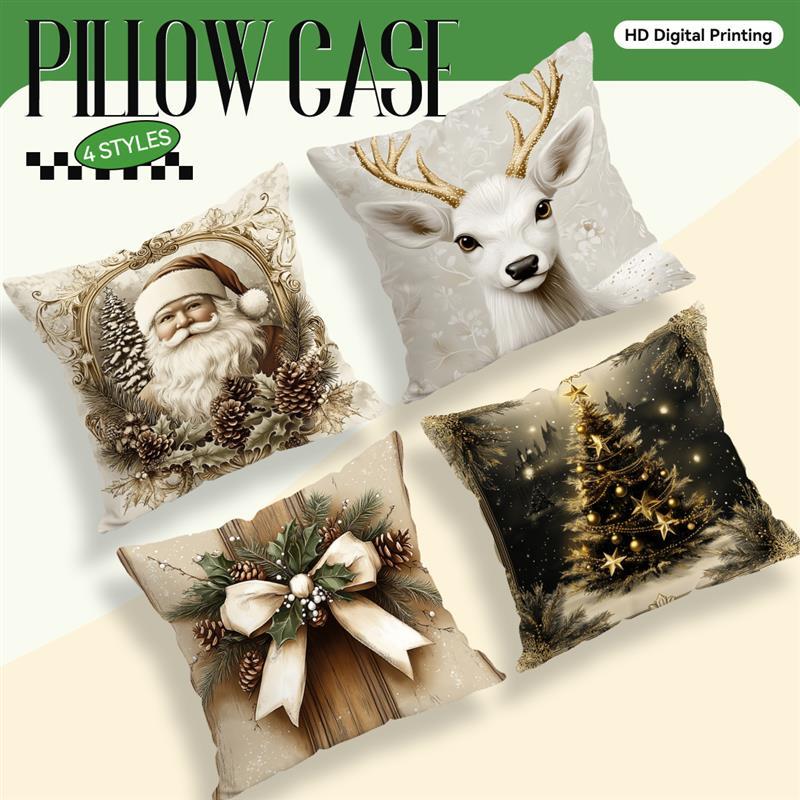 Home Decor Festive Christmas Patterns Cushion Covers Pattern Cushion Cover Suitable For Sofa Bedroom Car Pillow Cover