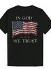 Patriotic "IN GOD WE TRUST" American Flag Graphic T-shirt - 100% Polyester Casual Round Neck Summer Tee