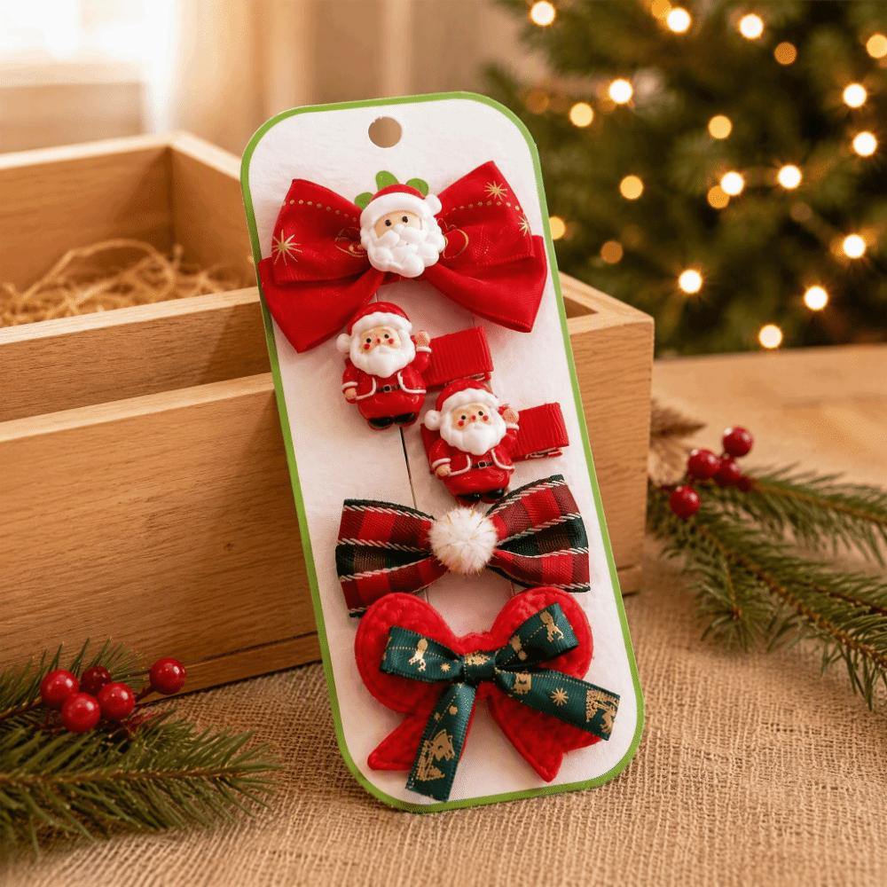 Resin Christmas Hair Clip Set 5PCS/Set Xmas Barrettes Sweet Christmas Hairpin  Hair Accessories