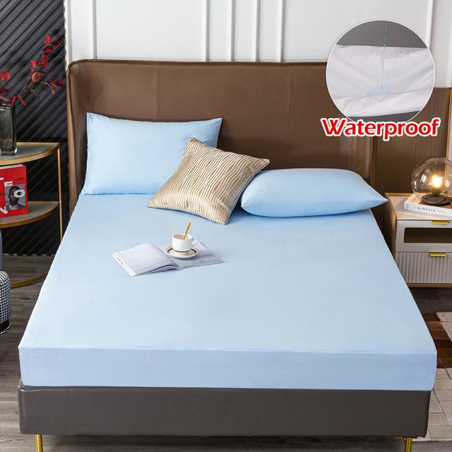 Solid Water Resist Mattress Cover Protector Elastic Band Sanding Breathable Anti -Mite Bed Cover Mattresses Queen King For Home Use