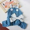 Summer Denim Pet Dress with Bow Button Flower Design Soft Dog Cat Halter Dress for Yorkies Pomeranians Shih Tzus Maltese And Poodles