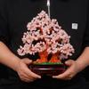 28cm Natürlicher Rosa Kristall Lebensbaum Chakra Kristallbaum - Bonsai Feng Shui Geldbaum für Heilung und Glück - 11"