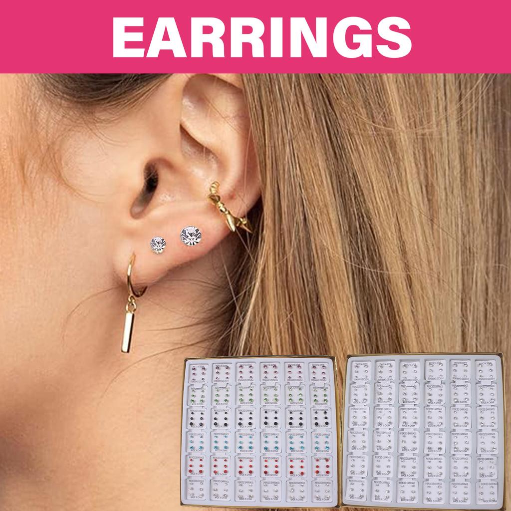 108 Pairs Stylish Hypoallergenic Ear Studs Elegant Crystal Earrings Unique Ear Pin Crystal Texture for Sensitive Ears