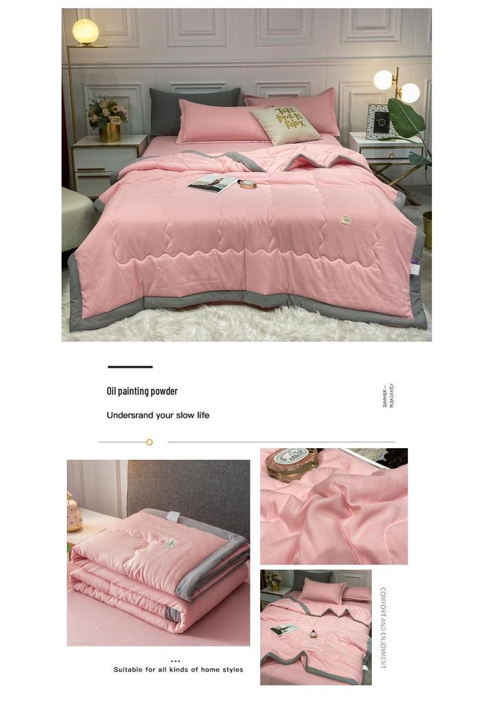 Solid Color Cool Cotton Summer Blanket - Lightweight, Skin-Friendly Quilt