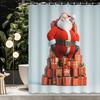 GAE1pc Christmas Winter Decoration Mini Three-Dimensional Santa Claus A Pile of Gift Boxes Printed Shower Curtains, Contains
