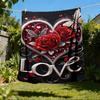 1pc Heart Roses Love Throw Blanket Polyester Fiber, Lightweight Flannel, Soft & Warm, All Season Use for Outdoor, Camping