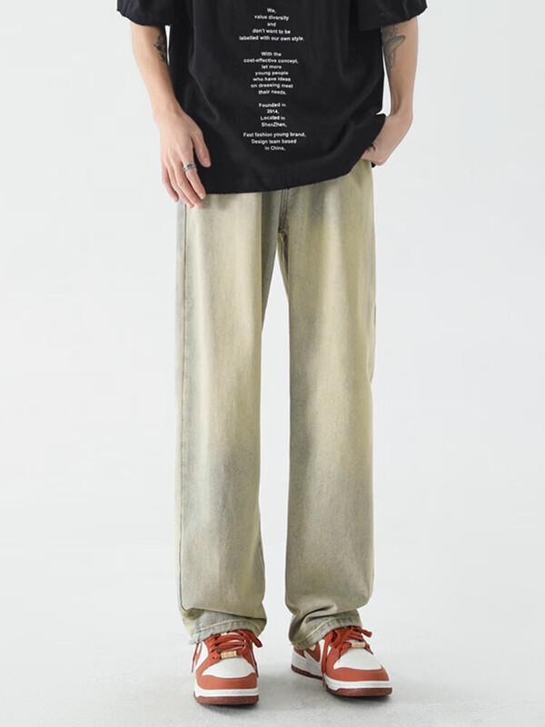 Dingfengbaoluo Men's High Street Wide Leg Pants