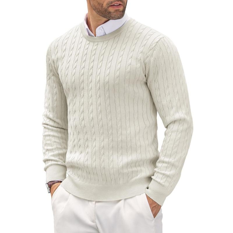Men's Slim Fit Crew Neck Cable Knit Sweater