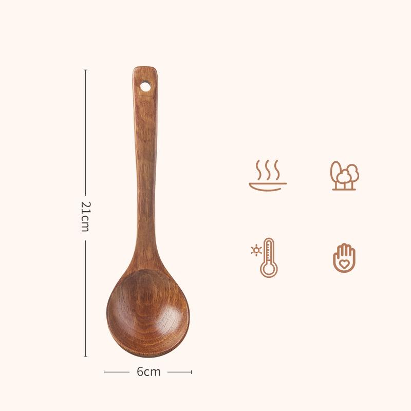 Natural Wood Tableware Spoon Utensils for Nonstick Cookware Handmade Cooking Spoons Dinnerware Sets Tableware Kitchen Tool