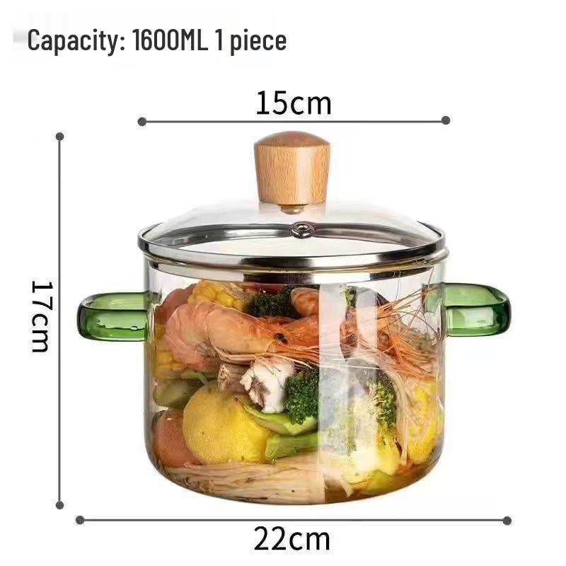 

Кастрюля для лапши из высокоборосиликатного стекла с крышкой - Кастрюля для супа с двумя ручками, популярная в интернете, для приготовления пищи.