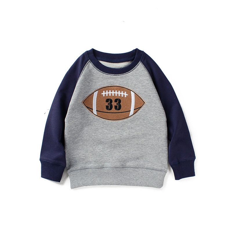 Spring and Autumn Terry Football Cartoon Pullover Children s Clothing Gray 90