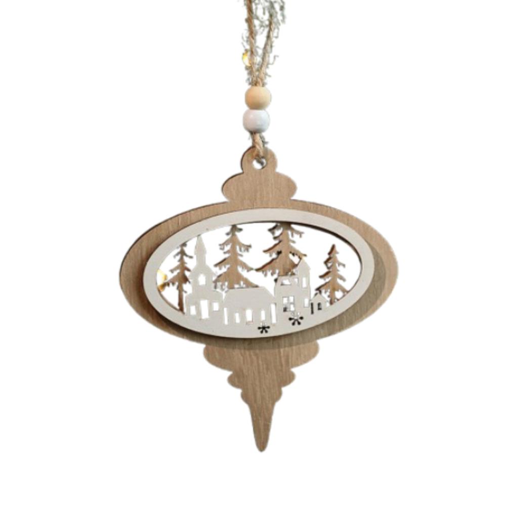 2pcs Red White Christmas Wooden Snowflakes Pendant Handmade Christmas Tree Ornaments  Party Favors