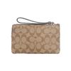 COACH Corner Zip Coated Canvas Mahjong Wrist Bag Clutch Small Women's Khaki (Unisex) Clutches 6648 IME74