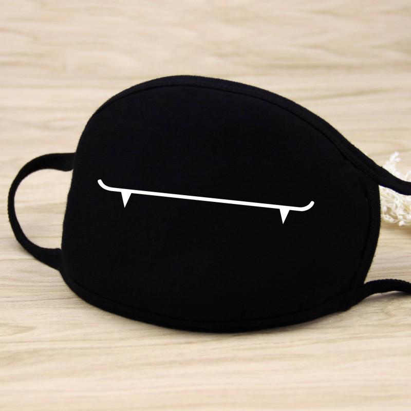 Black Cotton Mask Unisex Winter Warm Thickening Half Face Mouth Mask Cotton Cartoon Pattern Anti-Dust Anti-Respirator Mask