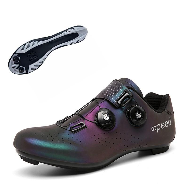 

Autumn new cycling shoes colorful reflective men s and women s road shoes hard-soled shoes mountain locked bicycle shoes 47