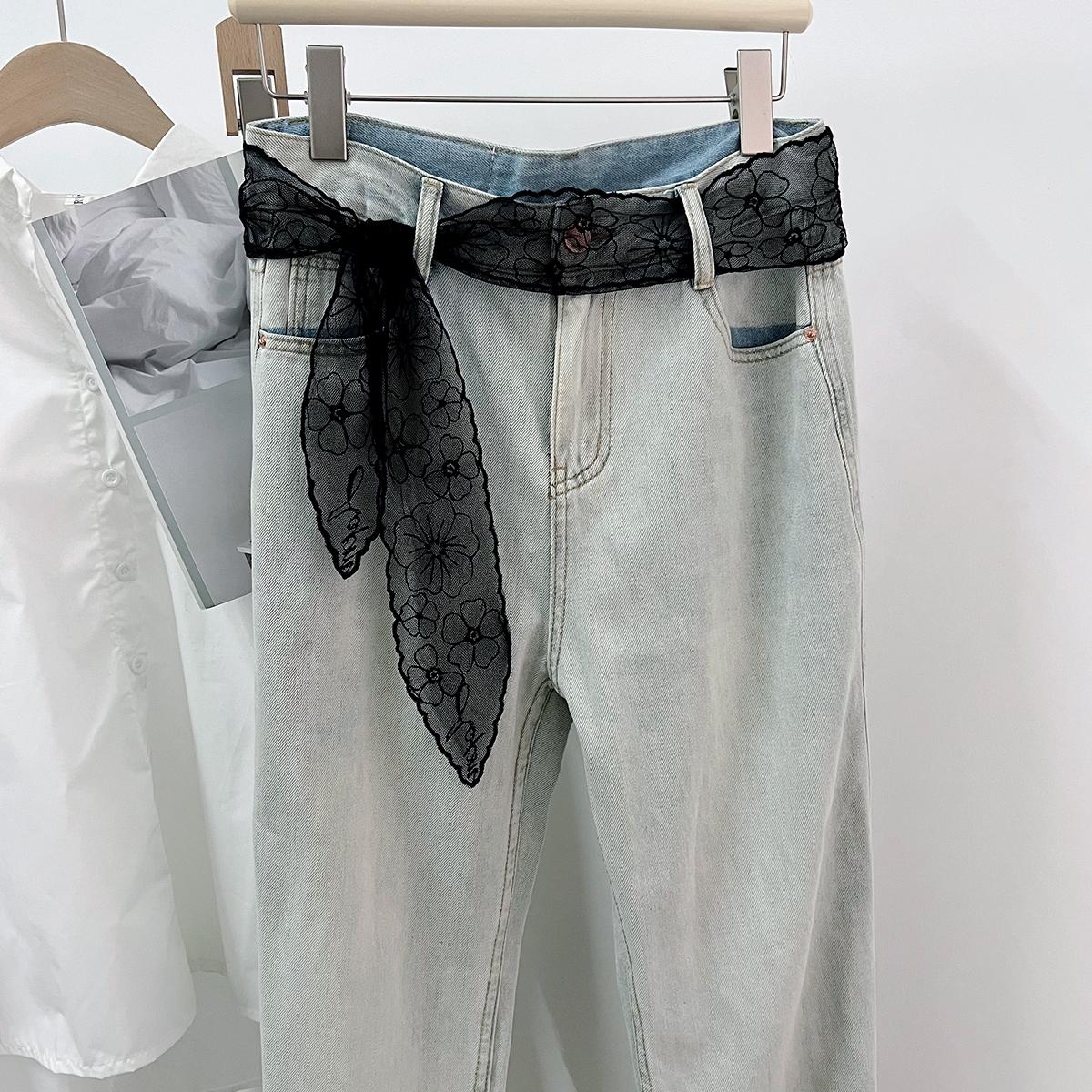 

Длинное кружево, маленький шелковый шарф, пояс, женская многофункциональная резинка для волос, повязка на голову, тонкий весенне-летний зарубежный стиль с рубашечной лентой. 140cm