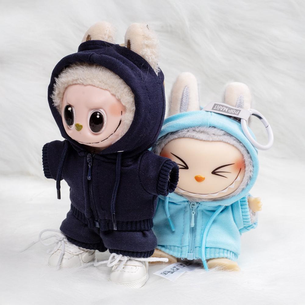 Für 17cm Labubu Puppenkleidung Modekleidung Hoodies Puppenkleidung Farblich passende Hoodies Puppenzubehör Niedliche Dekoration Kleine Kleidung