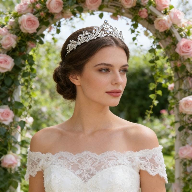 Fashionable Silver Bridal Tiaras with Rhinestones Adjustable Queen Crowns Portable for Prom and Stage Performances