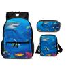 Mondo Subacqueo Zaino Portapenne Borsa a Spalla Set 3pz Versatile Cartone Animato Grande Capacità Ragazzo e Ragazza Scuola Compleanno Miglior Regalo