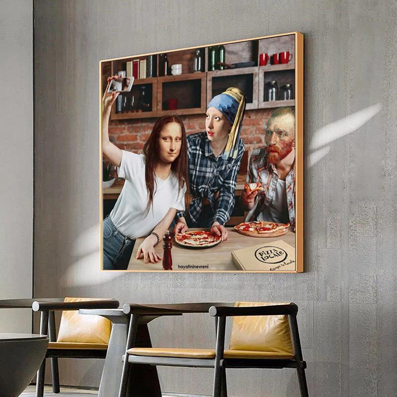 Funny Famous Figure Canvas Painting Mona Lisa Van Gogh Posters and Prints Wall Art Pictures for Living Room Home Decor Cuadros