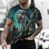 Summer Ferocious Animal Wolf Digital Printed Short Sleeved Fashion T-Shirt