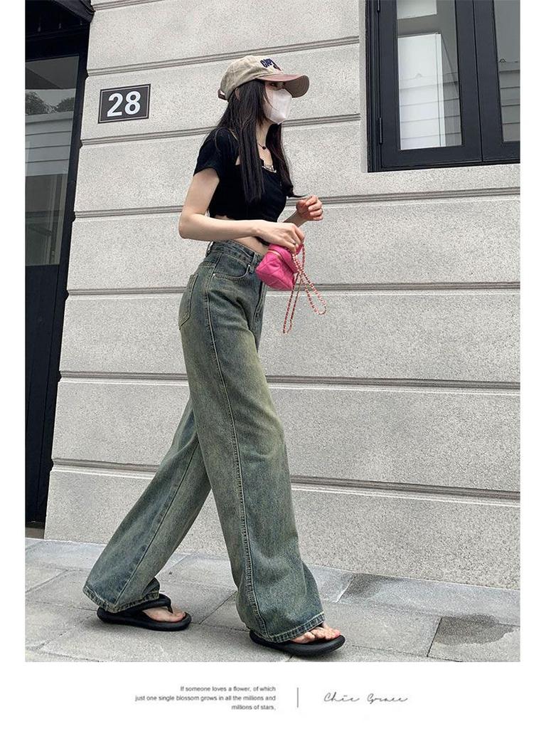 Retro High Waist Wide Leg Jeans for Women - Pear Shape & Casual Fit
