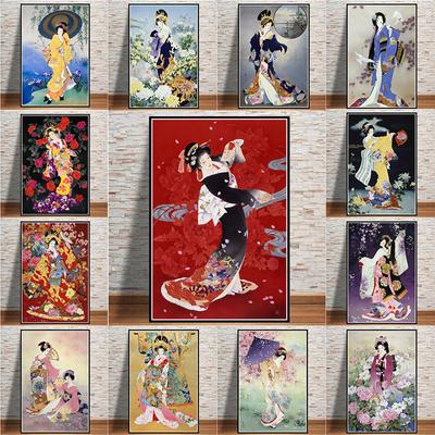 Pinturas en lienzo de Geisha japonesa japonesa para mujer, Mural, carteles de figuras abstractas e impresiones, imágenes artísticas de pared, decoración del hogar sin marco