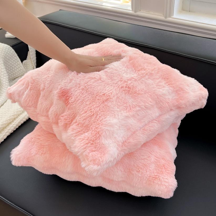Faux Rabbit Fur Pillow Cover, Fluffy, Fuzzy, Decorative Cushion Cover for Sofa, Bed, Chair, Couch,White,Pink, Brown, 50cmx50cm