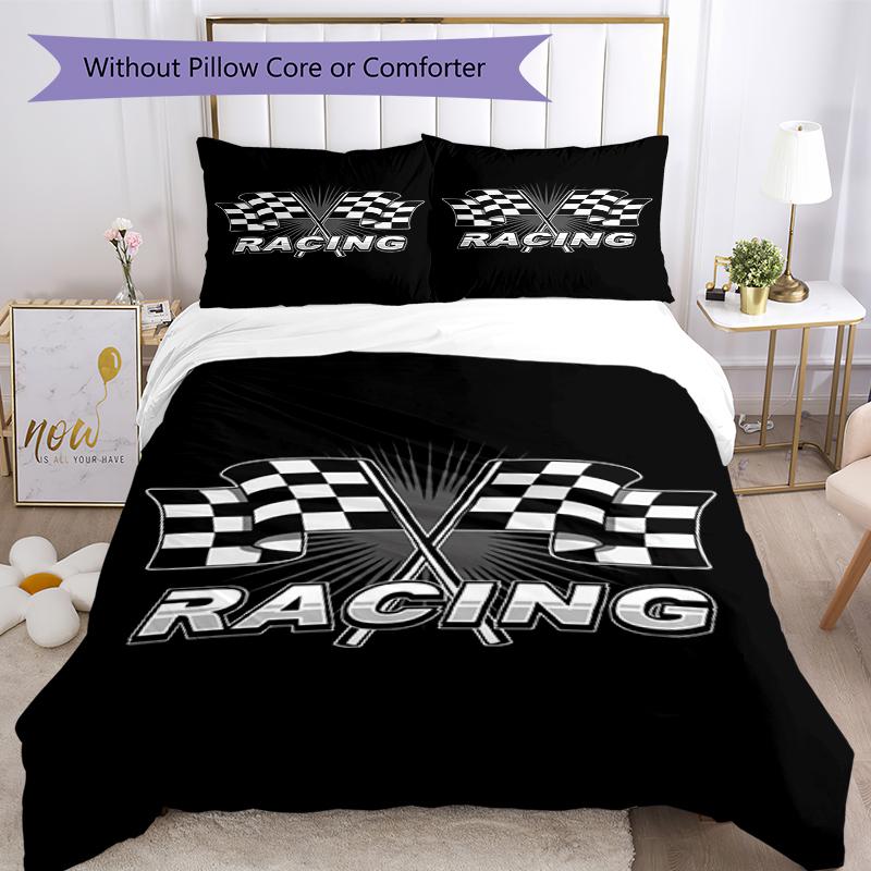 Set Biancheria da Letto da Corsa 3 Pezzi Copripiumino Chiusura Include 1 Copripiumino e 2 Federe, Morbido e Confortevole per Tutte le Stagioni.