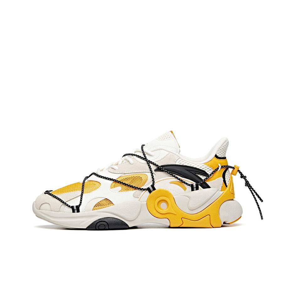 Anta Mesh Synthetic Leather Shock Absorbing Non-Slip Wear-Resistant Balance Low-Top Casual Shoes Men sneakers White Yellow 912028850-5