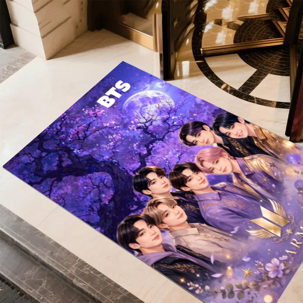 Bts Kpop Group Area Rug Design For Playrooms Kitchen Decorate Room Dormitory Antislip Carpet Anime Office Decor Best For Christmas