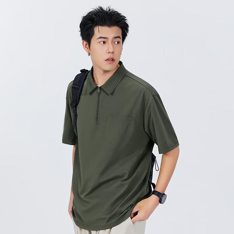 MINISO Men's Premium Half-Zip Short-Sleeve Polo Shirt with UV Protection