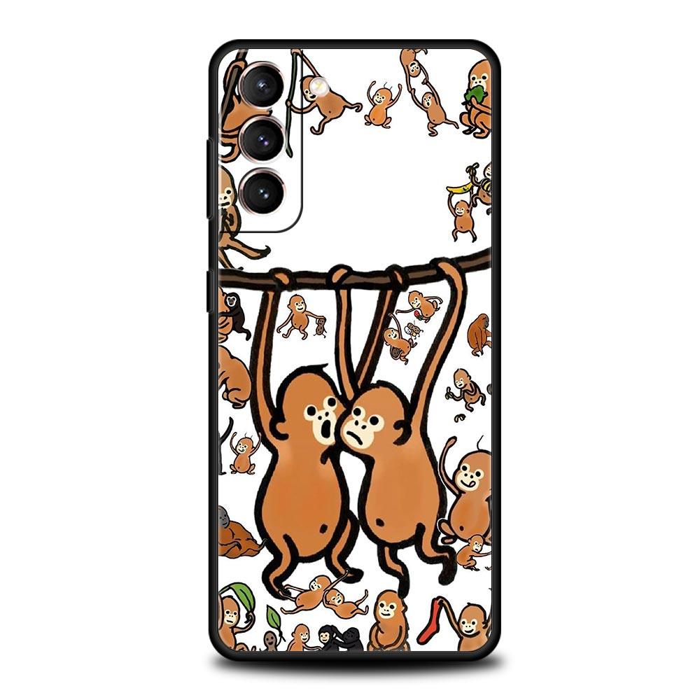 Affe Und Banane Handyhülle Cover für Samsung Galaxy S26 S25 S24 S23 S22 S20 S21 FE Ultra S25 Edge Plus 5G Weiche TPU Hülle Capas